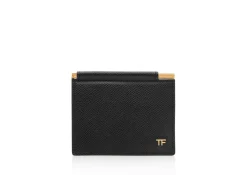 SMALL GRAIN LEATHER FOLDING MONEY CLIP CARDHOLDER