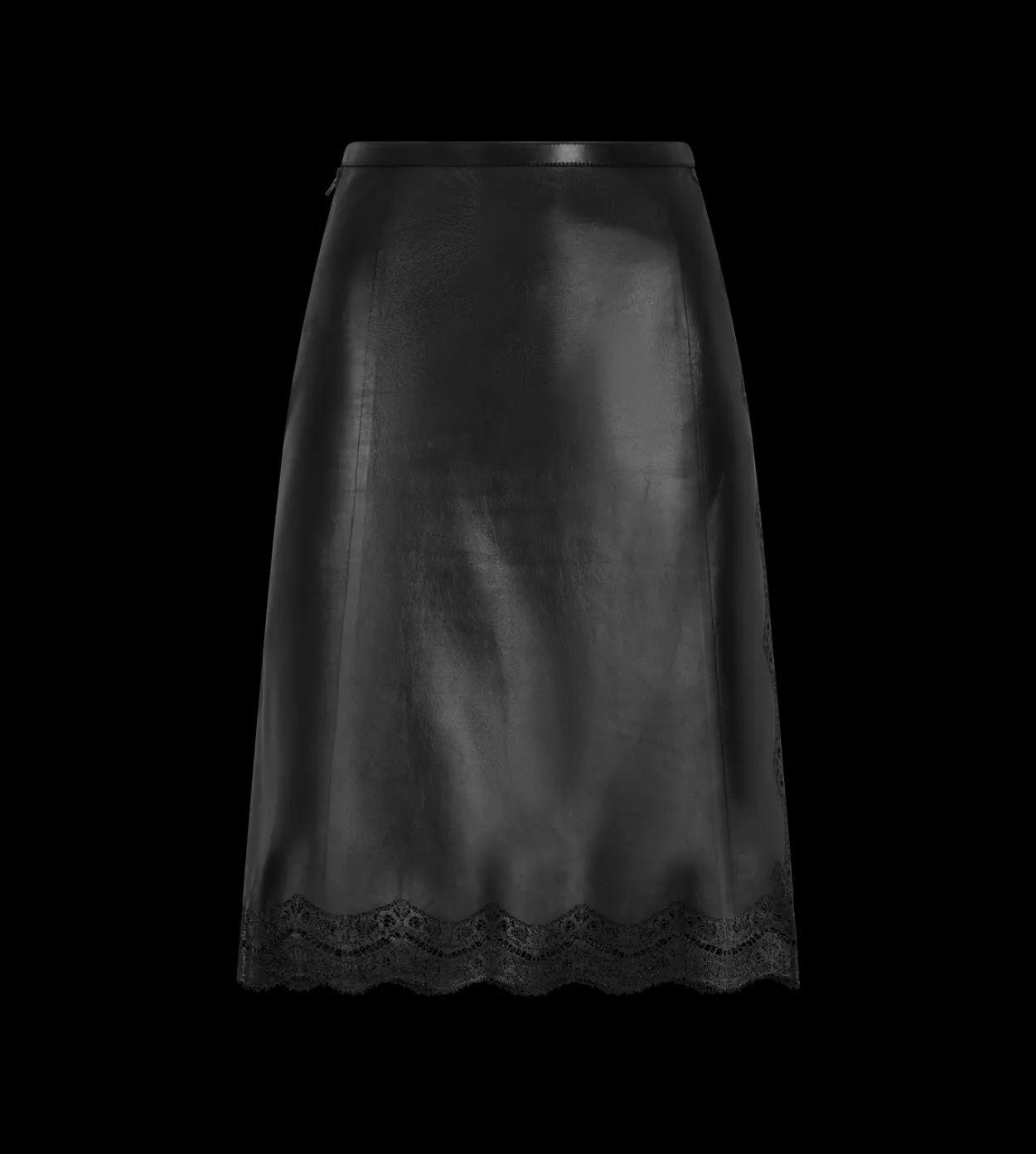 SMOOTH AND LACEWORK LEATHER LINGERIE SKIRT
