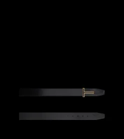 SMOOTH LEATHER ENAMEL BUCKLE T BELT