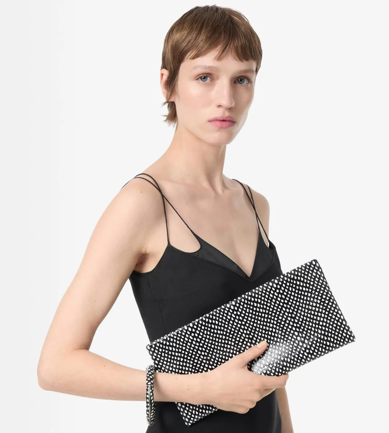 SNAKESKIN-EFFECT PRINTED CALF LEATHER AURA CLUTCH