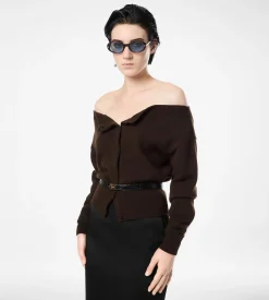 SOFT CASHMERE OPEN-NECK SHRUNKEN CARDIGAN