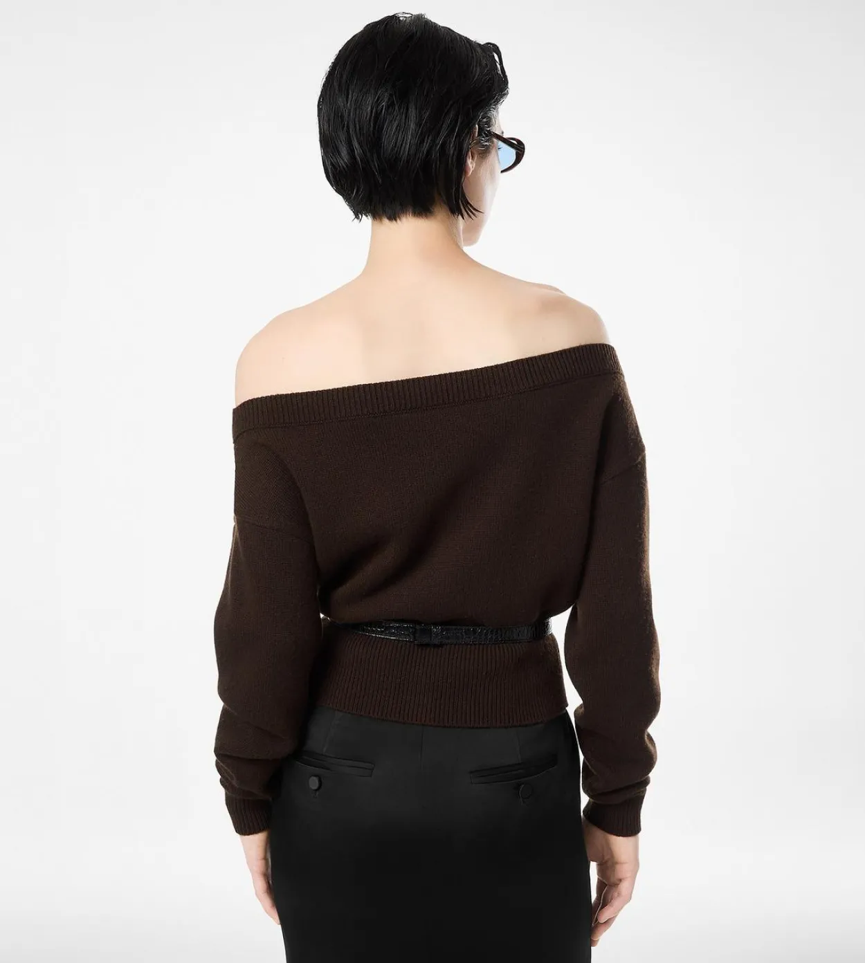 SOFT CASHMERE OPEN-NECK SHRUNKEN CARDIGAN