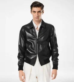 SOFT NAPPA PLONGE COLLAR BLOUSON