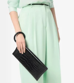 SOFT PRINTED CROCODILE LEATHER AURA CLUTCH
