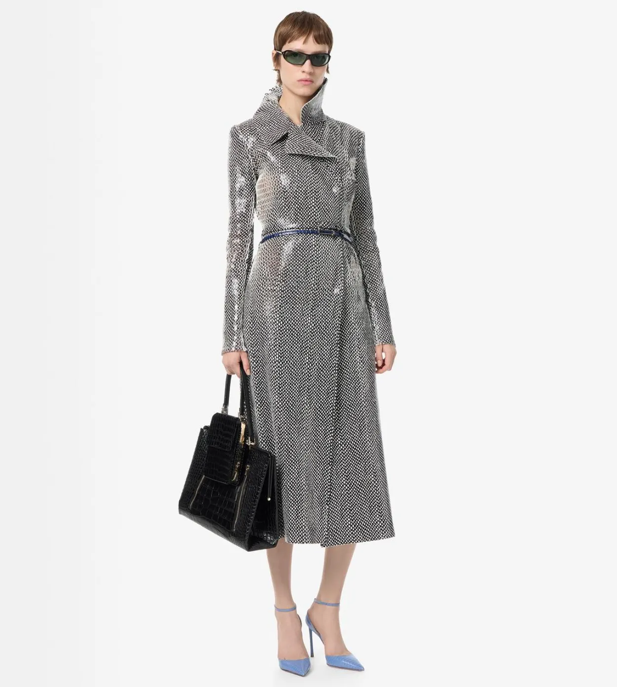 SOFT PRINTED CROCODILE LEATHER FRAME VERTICAL CLUTCH