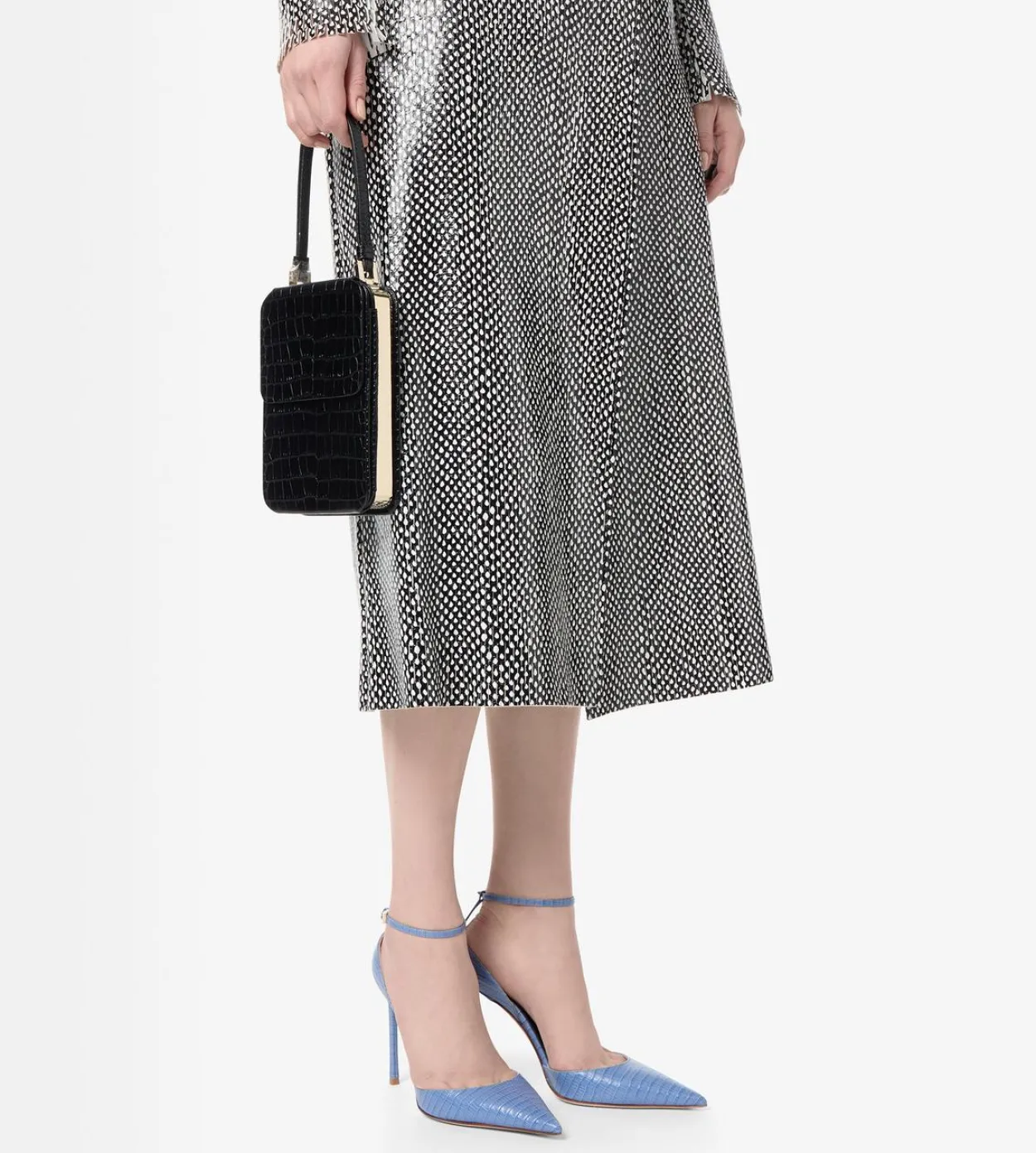 SOFT PRINTED CROCODILE LEATHER FRAME VERTICAL CLUTCH