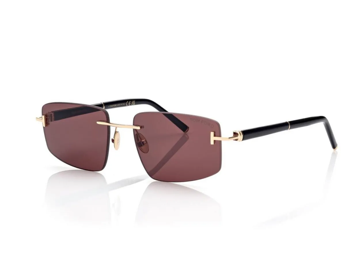 SQUARE TITANIUM AND HORN SUNGLASSES