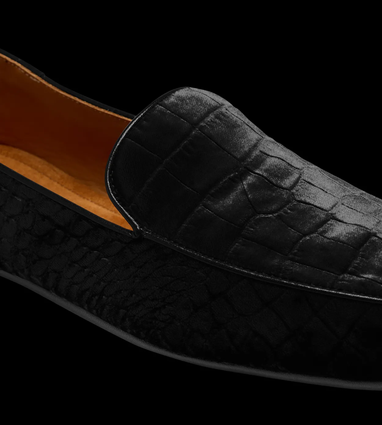 STAMPED CROC VELVET SLIPPERS