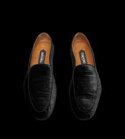 STAMPED CROC VELVET SLIPPERS