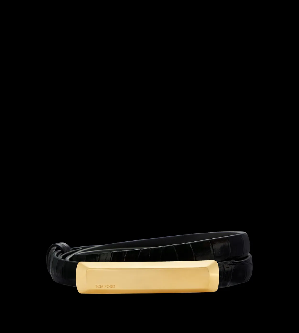 STAMPED CROCODILE LEATHER 15 MM BAR BELT