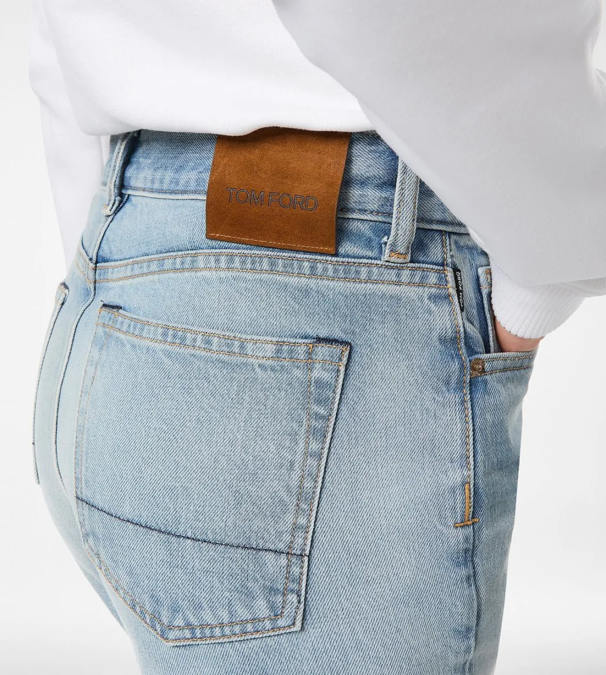 STONE WASHED DENIM STRAIGHT FIT PANTS