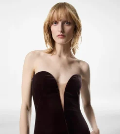 STRAPLESS VELVET COCKTAIL DRESS