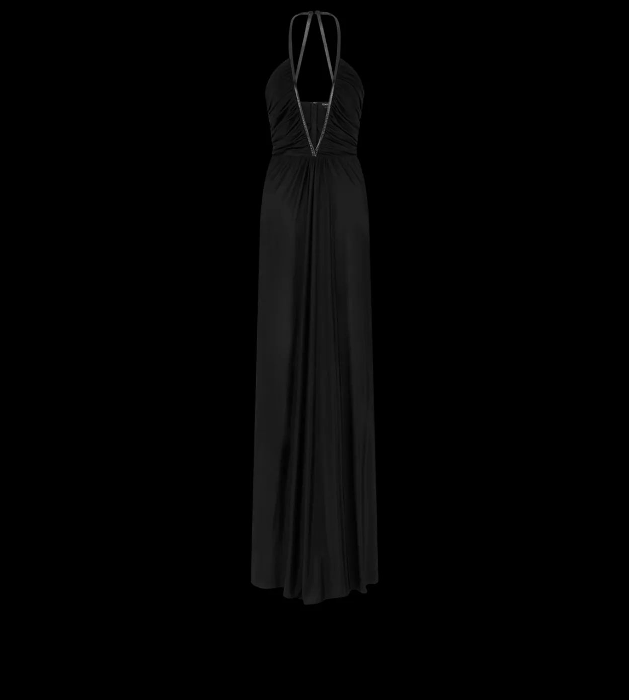 STRETCH JERSEY DEEP V-NECK EVENING DRESS