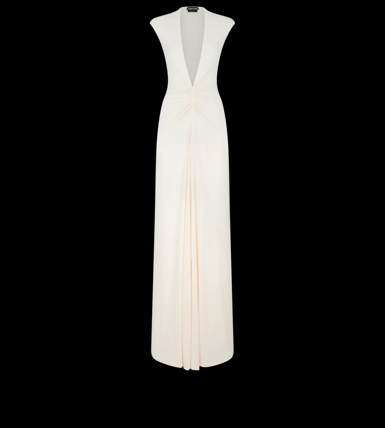 STRETCH SABLE' JERSEY DEEP V-NECK EVENING DRESS