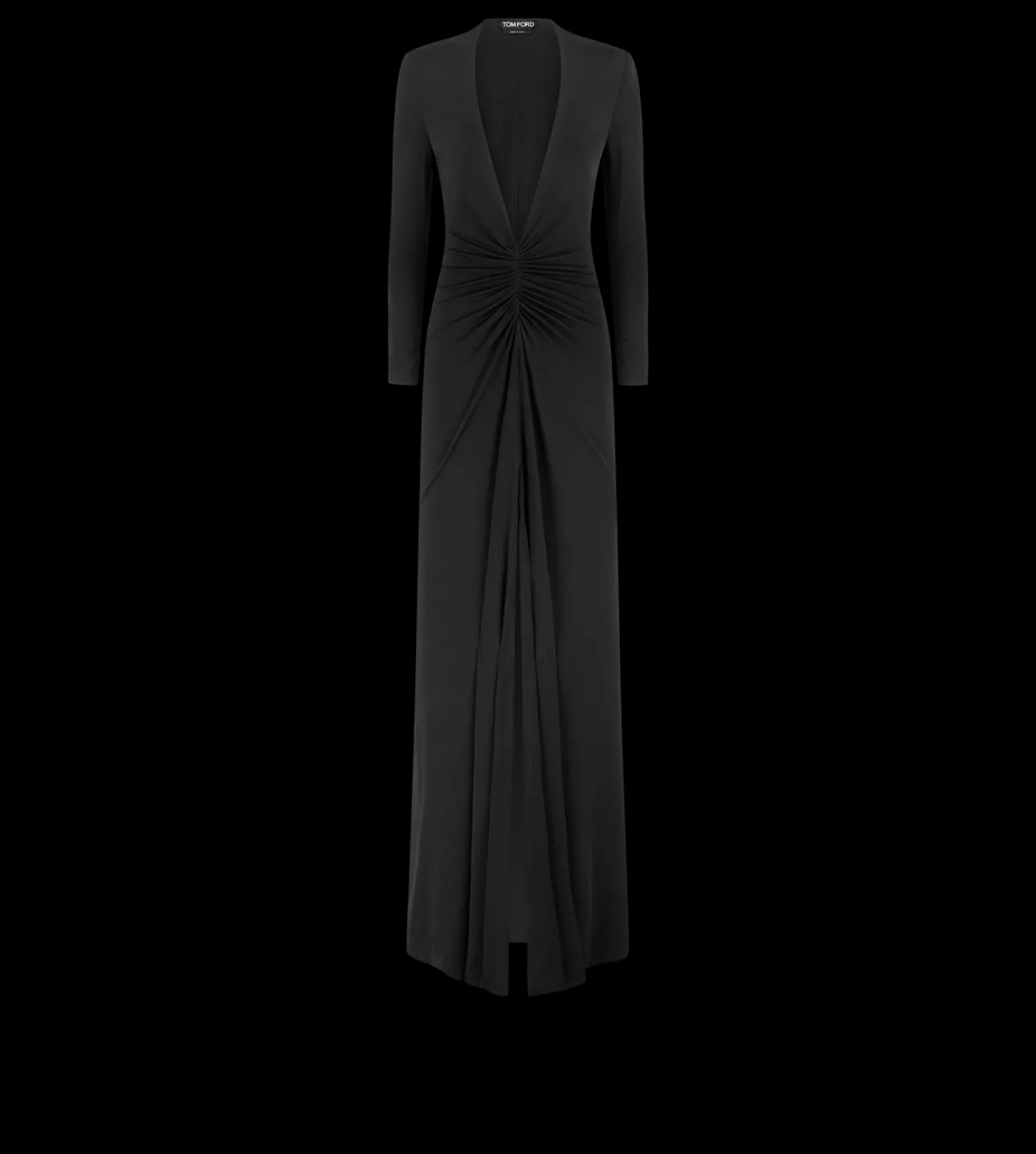 STRETCH SABLE' JERSEY DEEP V-NECK EVENING DRESS