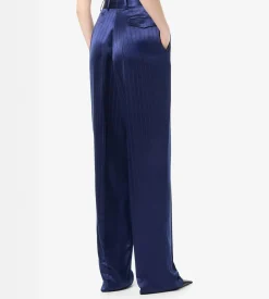 STRIPED HIGH-WAIST TAILORED WIDE LEG PLEATED STRAIGHT PANTS