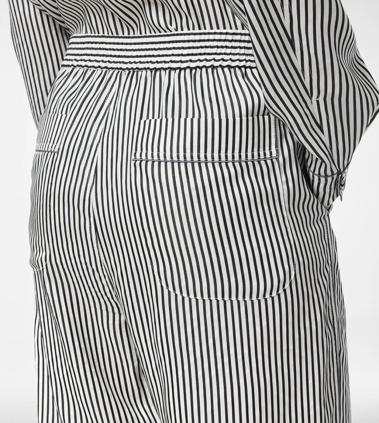 STRIPED SILK PJ PANTS WITH PIPING