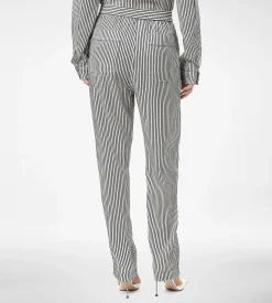 STRIPED SILK PJ PANTS WITH PIPING