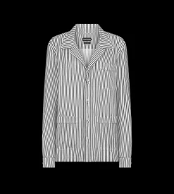 STRIPED SILK PJ SHIRT WITH PIPING AND TONAL TF EMBROIDERED LOGO