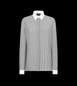 STRIPED SILK SHIRT WITH CONTRAST DETAILS