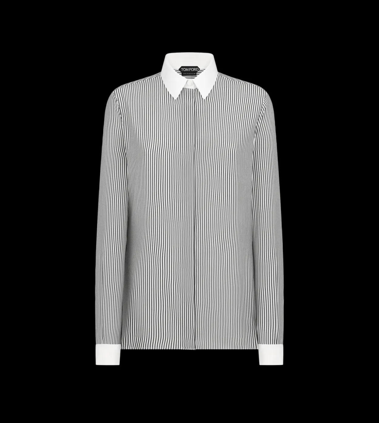 STRIPED SILK SHIRT WITH CONTRAST DETAILS