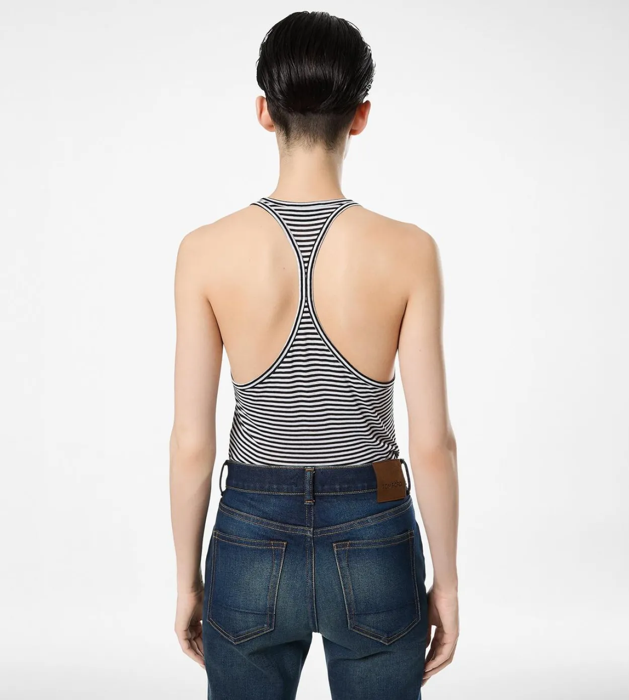 STRIPED TANK TOP WITH TONAL TF EMBROIDERED LOGO