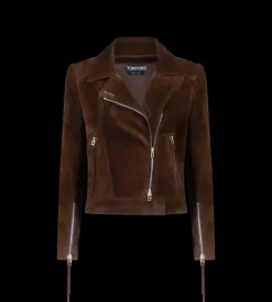 SUEDE BIKER JACKET WITH T-TRIM