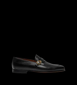 SUPPLE GRAIN LEATHER GIGI TWISTED BAND BUCKLE LOAFER