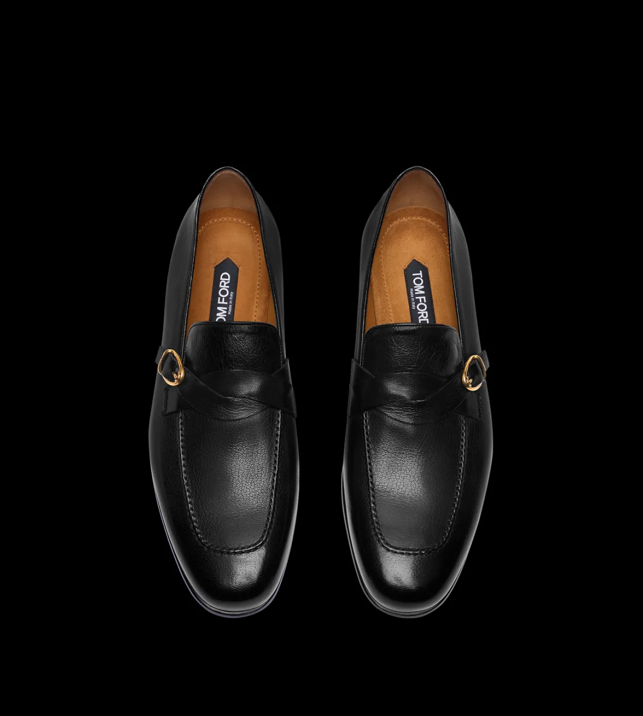 SUPPLE GRAIN LEATHER GIGI TWISTED BAND BUCKLE LOAFER