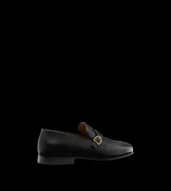SUPPLE GRAIN LEATHER GIGI TWISTED BAND BUCKLE LOAFER