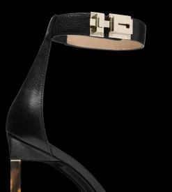 SUPPLE GRAIN LEATHER T LATCH ANKLE STRAP PUMP