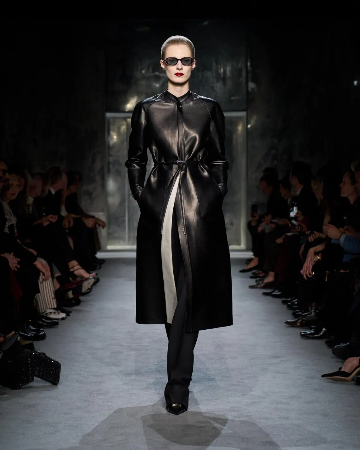 SUPPLE SOFT NAPPA AND WASHED DUCHESSE BIKER COAT