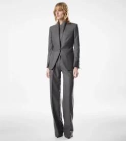 TAILORED DOUBLE PLEAT WIDE LEG PANTS
