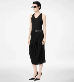 TANK TOP DRESS WITH LEATHER DETAIL