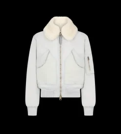 TECHNICAL TWILL FLIGHT BOMBER WITH SHEARLING COLLAR