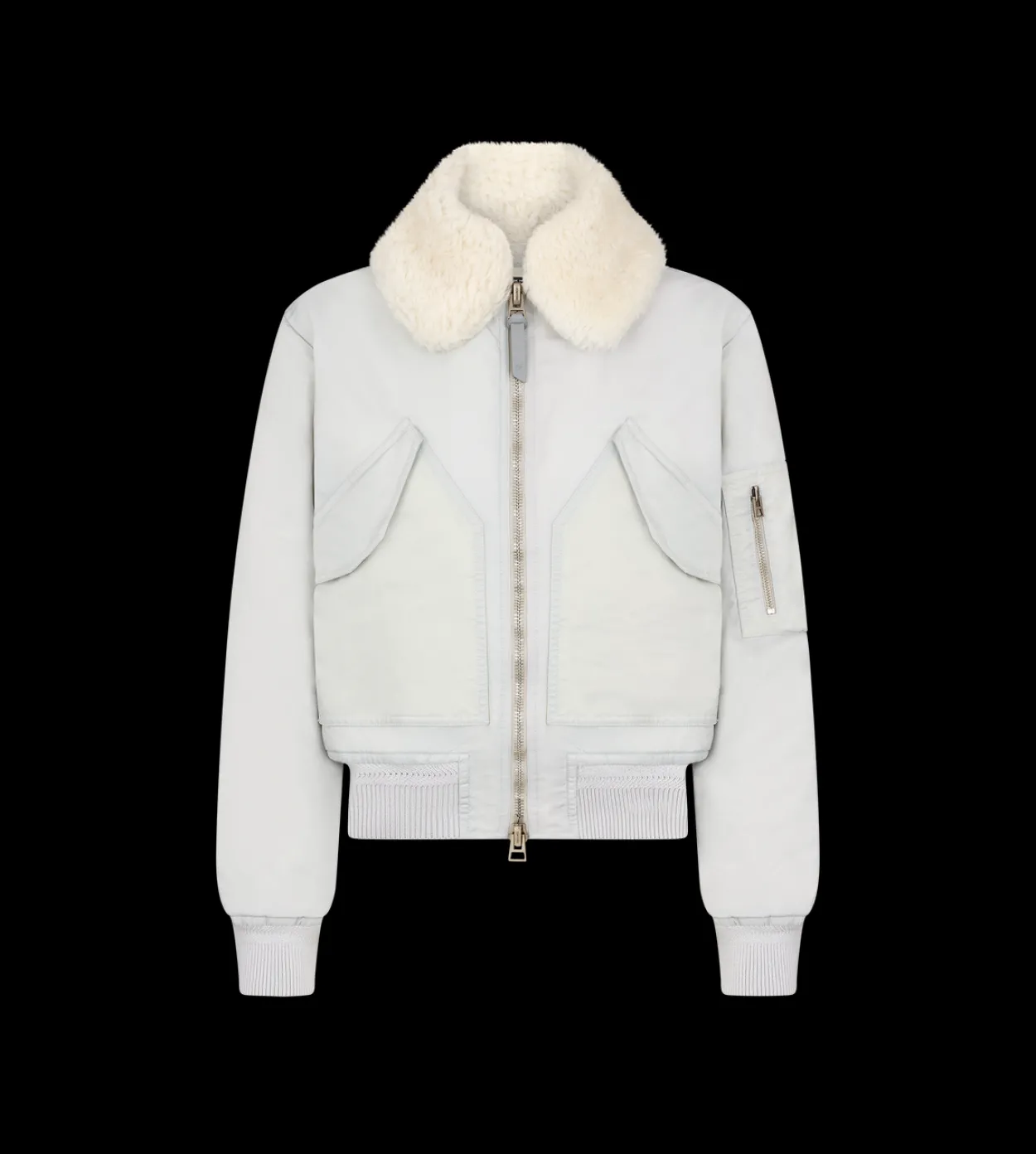 TECHNICAL TWILL FLIGHT BOMBER WITH SHEARLING COLLAR