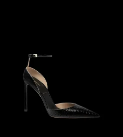 TEJUS-EFFECT PRINTED LEATHER VERTIGO ANKLE STRAP PUMP