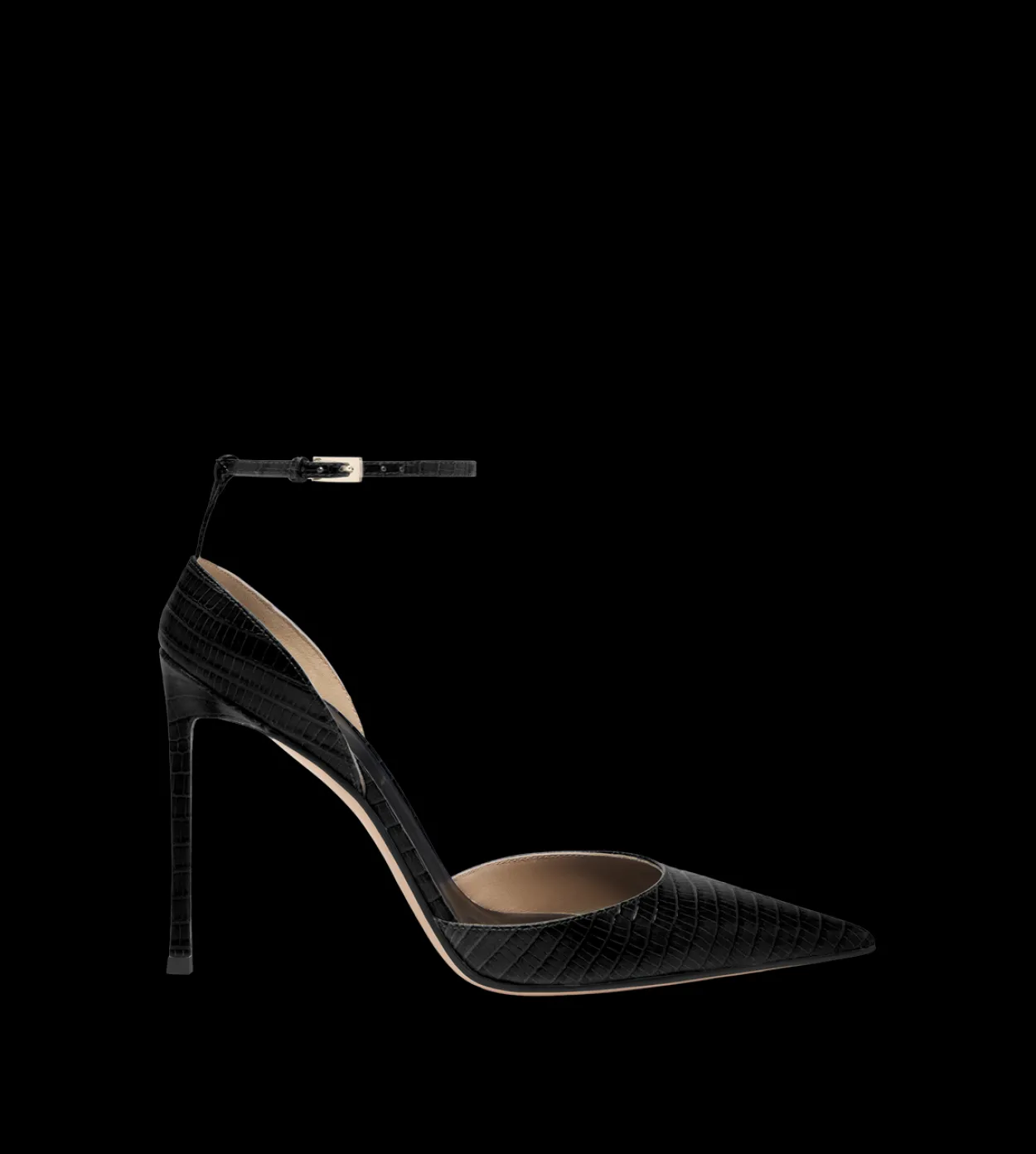 TEJUS-EFFECT PRINTED LEATHER VERTIGO ANKLE STRAP PUMP