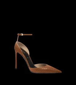 TEJUS-EFFECT PRINTED LEATHER VERTIGO ANKLE STRAP PUMP