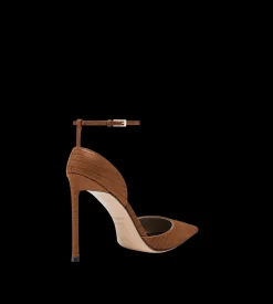TEJUS-EFFECT PRINTED LEATHER VERTIGO ANKLE STRAP PUMP