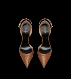 TEJUS-EFFECT PRINTED LEATHER VERTIGO ANKLE STRAP PUMP