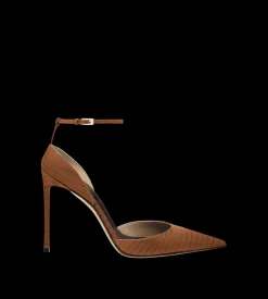 TEJUS-EFFECT PRINTED LEATHER VERTIGO ANKLE STRAP PUMP