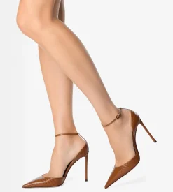 TEJUS-EFFECT PRINTED LEATHER VERTIGO ANKLE STRAP PUMP