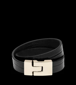 TEJUS-EFFECT PRINTED LEATHER INTERLOCK T BRACELET