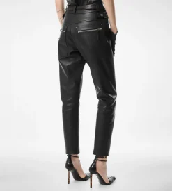TEXTURED GRAIN LEATHER LEATHER BIKER PANTS