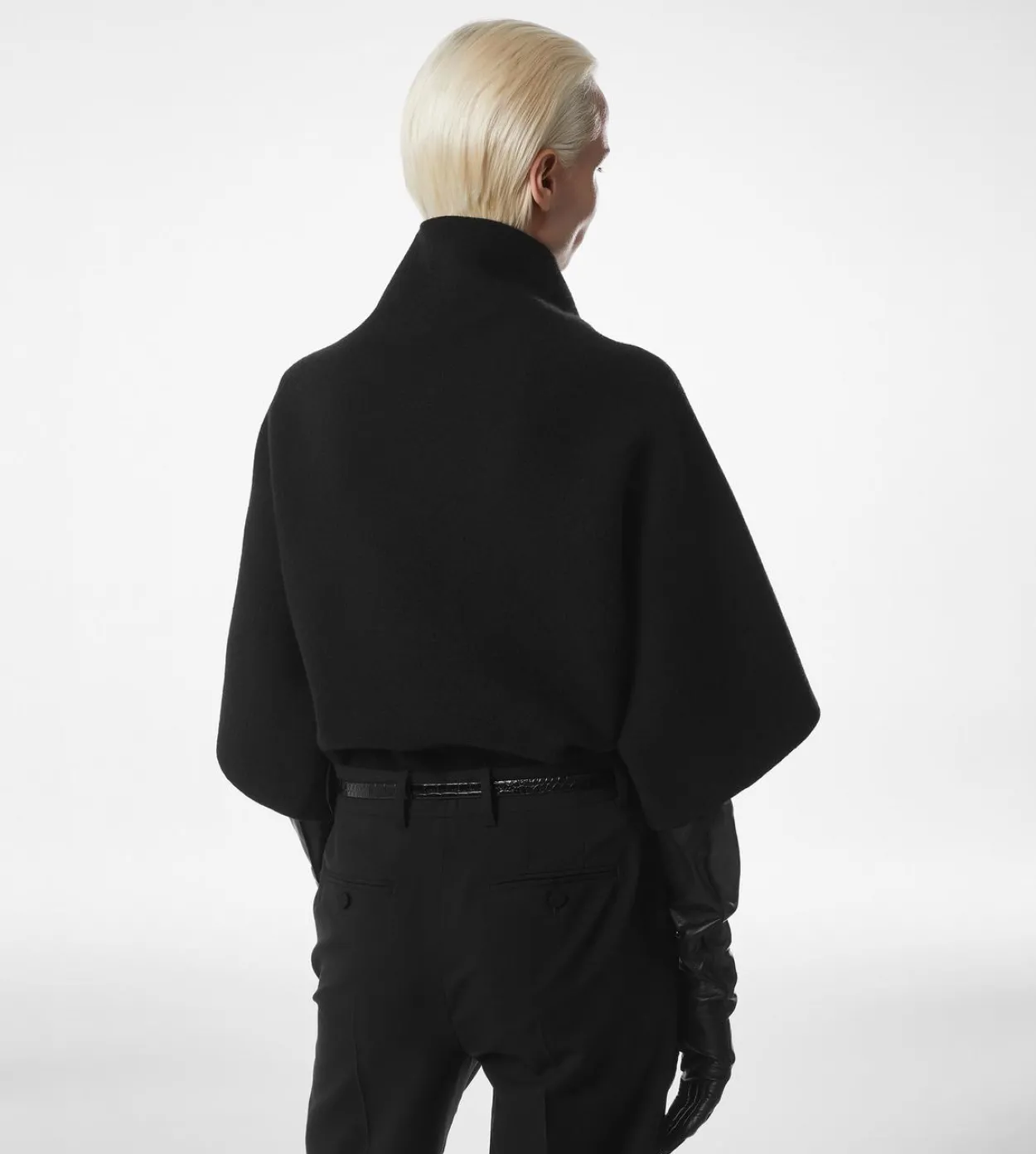 ULTRAFINE CASHMERE BLEND FUNNEL NECK SCULPTURAL T-SHIRT