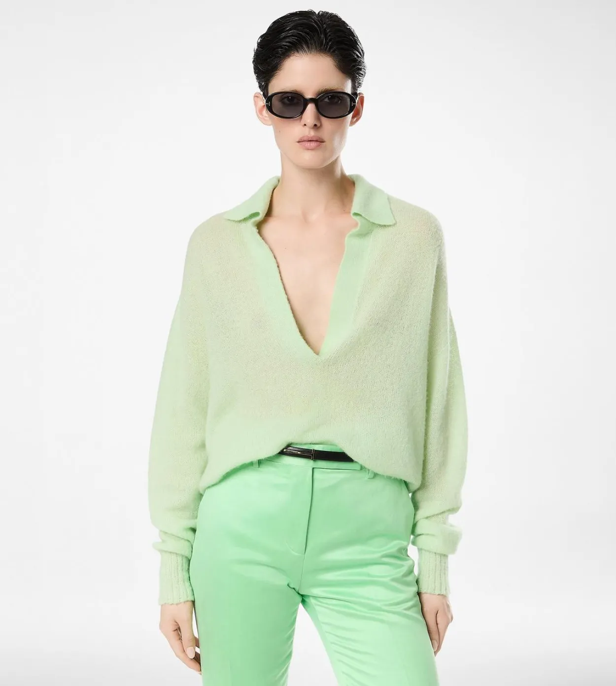 ULTRASOFT CASHMERE SILK OVERSIZED OPEN POLO COLLAR KNIT