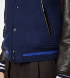 VARSITY BOMBER WITH LEATHER SLEEVES