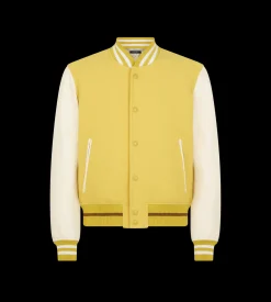 VARSITY BOMBER WITH LEATHER SLEEVES