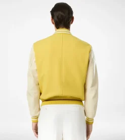 VARSITY BOMBER WITH LEATHER SLEEVES